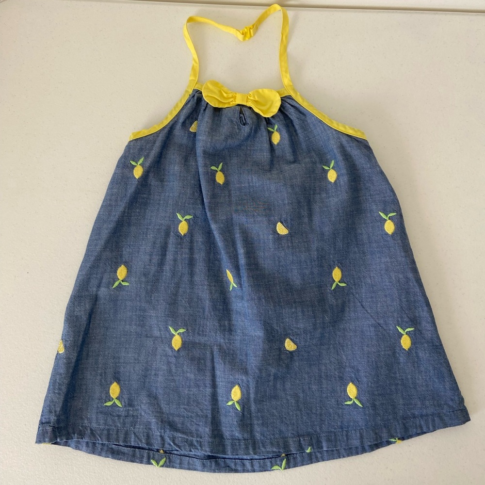 EUC‎ | Gymboree girl’s embroidered lemon halter summer denim loose top — size 10
